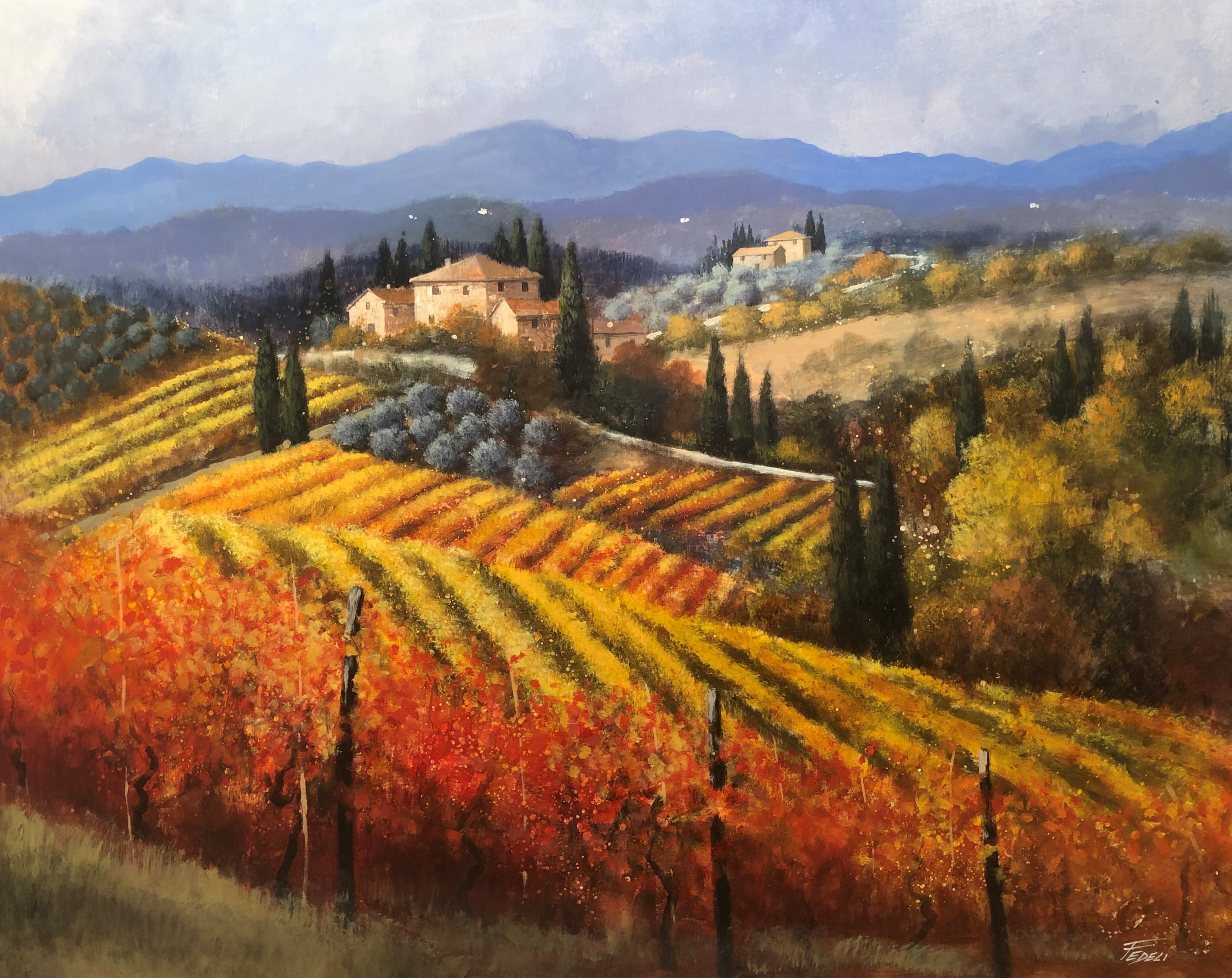 Code FE04 cm 80x100 "Vigne del Chianti in autunno"
