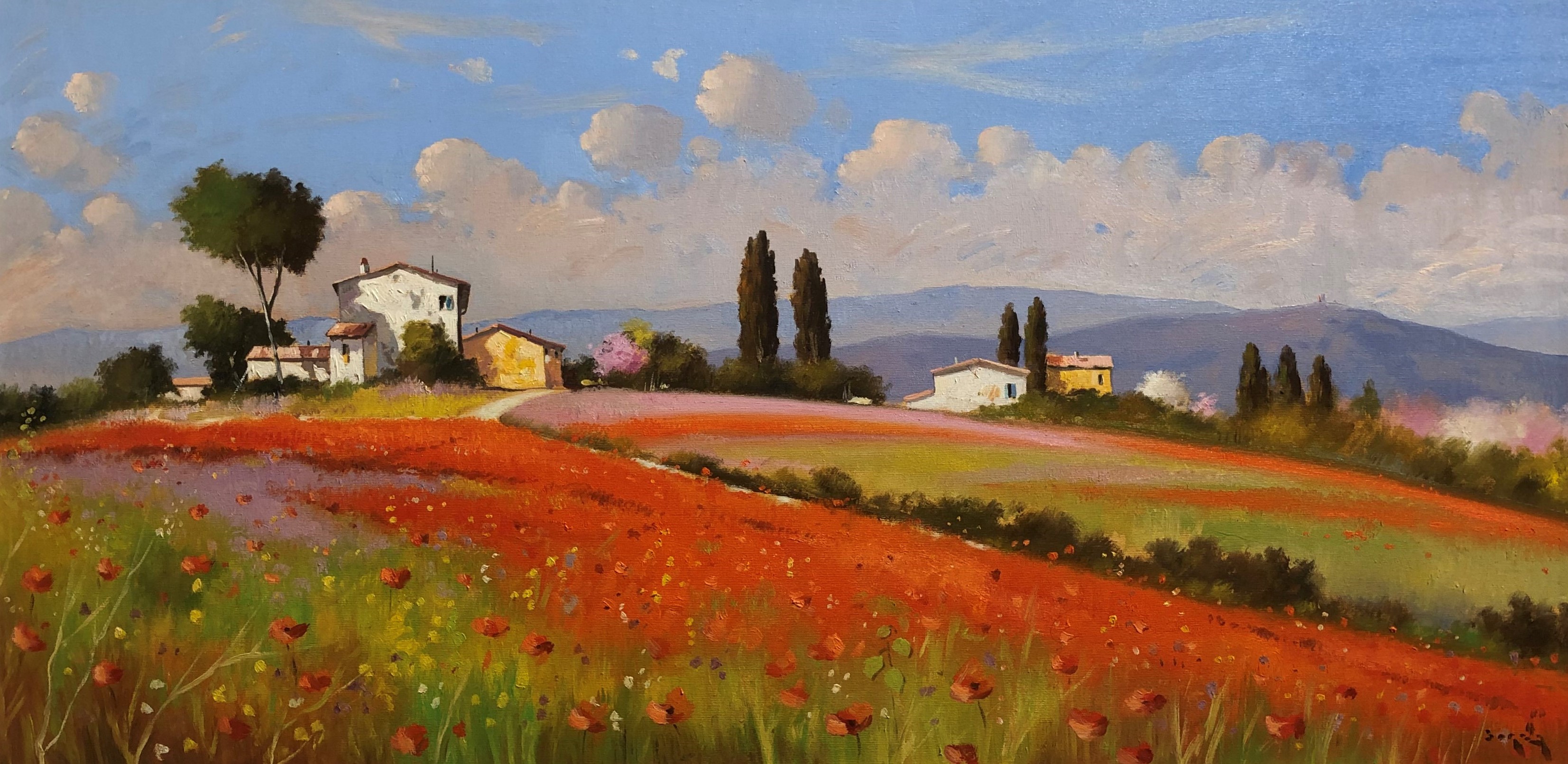 Code BOR07 cm 50x100 “Campagna toscana in primavera”